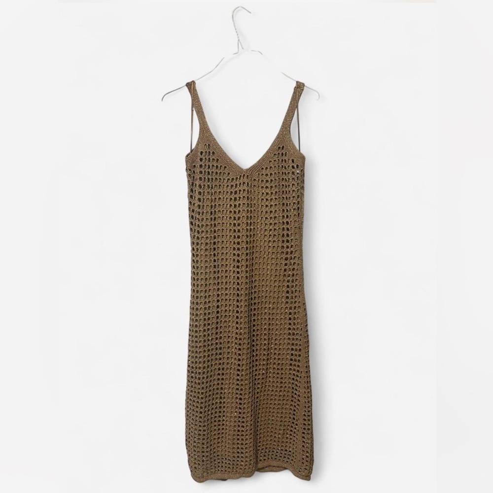 Brown Crochet Maxi Dress - Picture 3 of 4